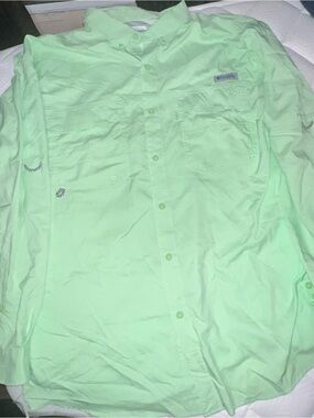 Columbia PFG Tamiami™ II long-sleeve fishing shirt in light green. Size 1X